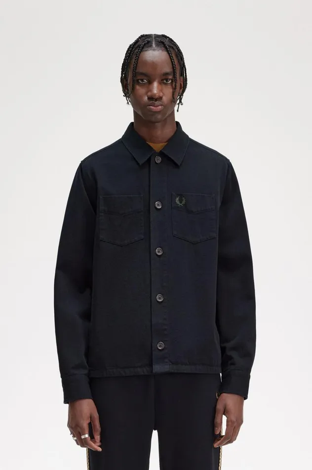Men Twill Overshirt Black Fred Perry Overshirts
