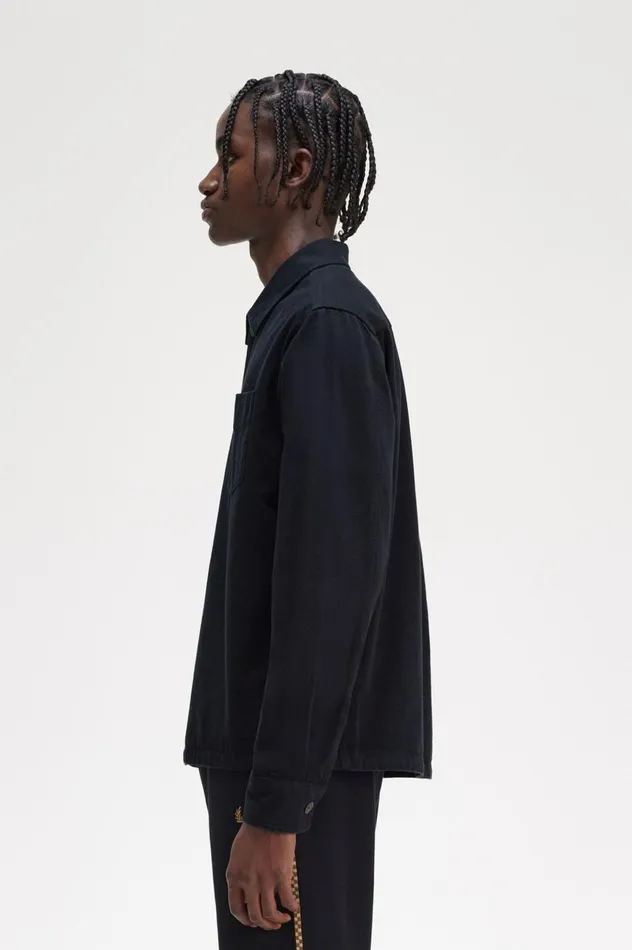 Men Twill Overshirt Black Fred Perry Overshirts
