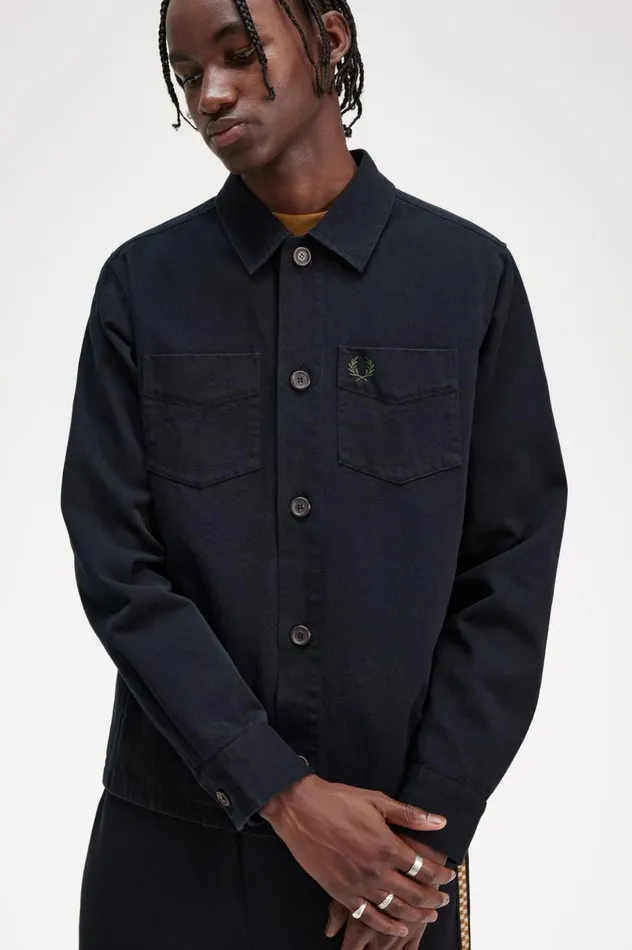 Men Twill Overshirt Black Fred Perry Overshirts