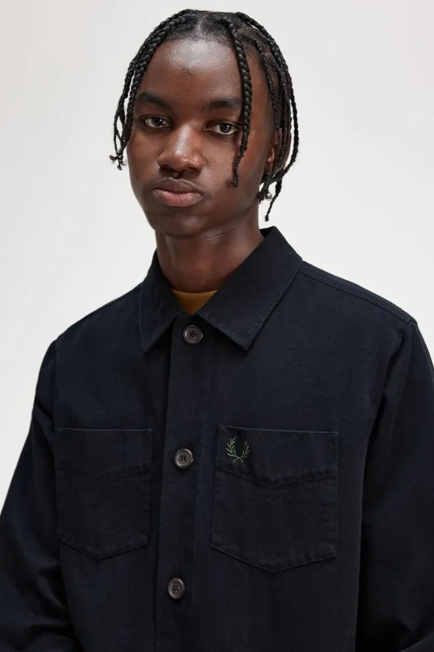 Men Twill Overshirt Black Fred Perry Overshirts