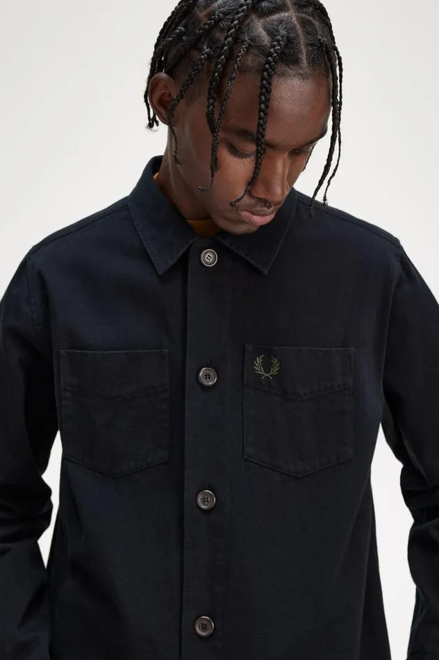 Men Twill Overshirt Black Fred Perry Overshirts