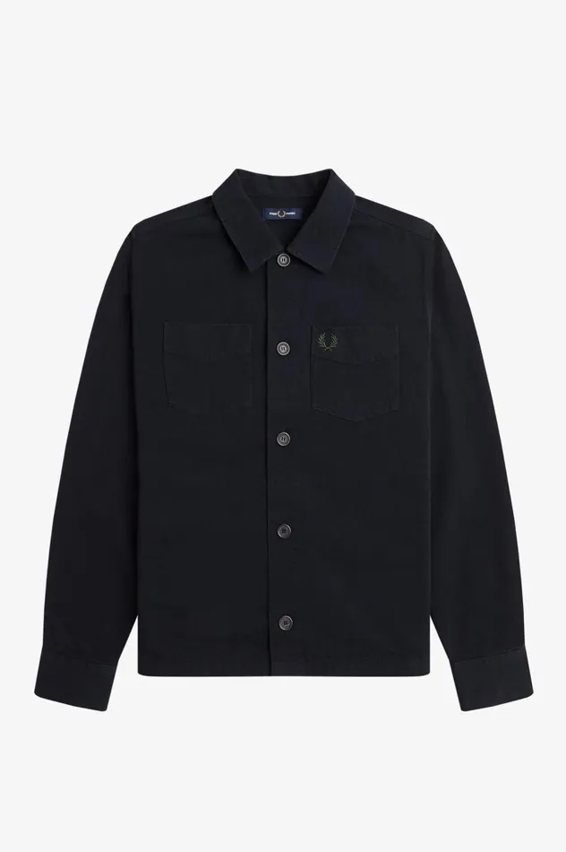 Men Twill Overshirt Black Fred Perry Overshirts