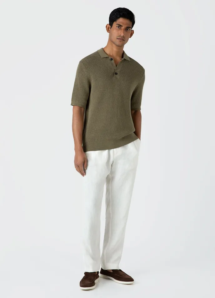 Men ussunspel Linen Drawstring Trouser White Pants