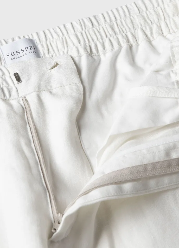 Men ussunspel Linen Drawstring Trouser White Pants