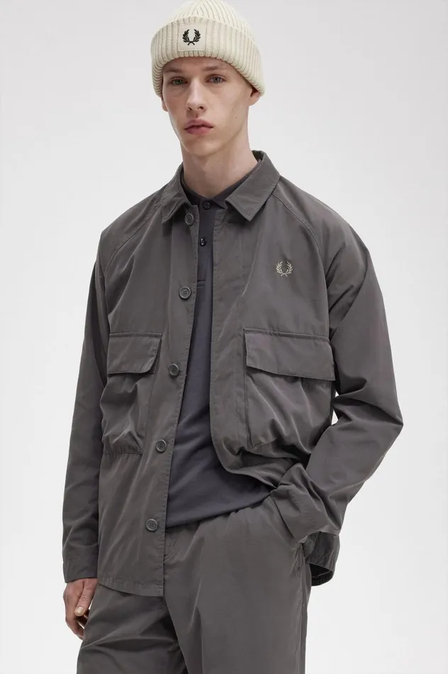 Men Utility Overshirt Gunmetal Fred Perry Overshirts