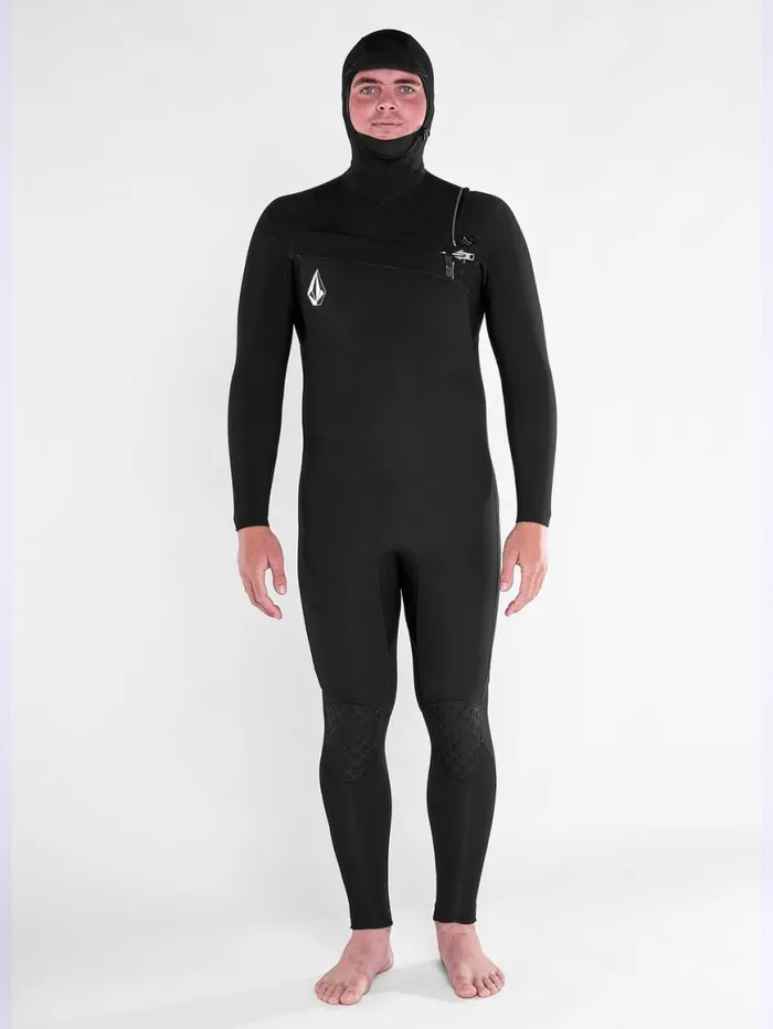 Mens Modulator 43mm Hooded Chestzip Fullsuit 8211 Black Mens Volcom Wetsuits