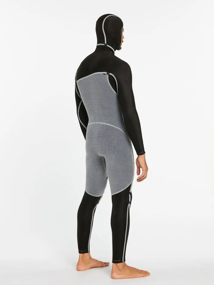 Mens Modulator 43mm Hooded Chestzip Fullsuit 8211 Black Mens Volcom Wetsuits