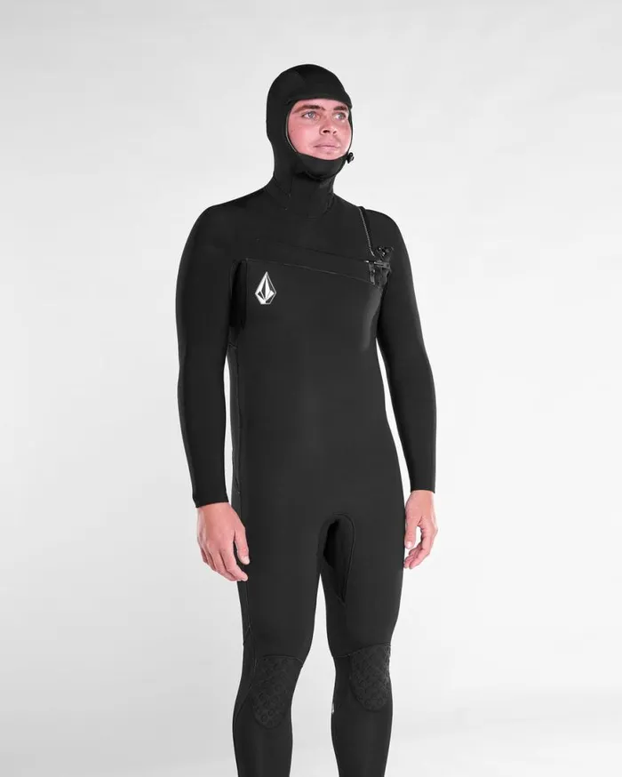 Mens Modulator 43mm Hooded Chestzip Fullsuit 8211 Black Mens Volcom Wetsuits