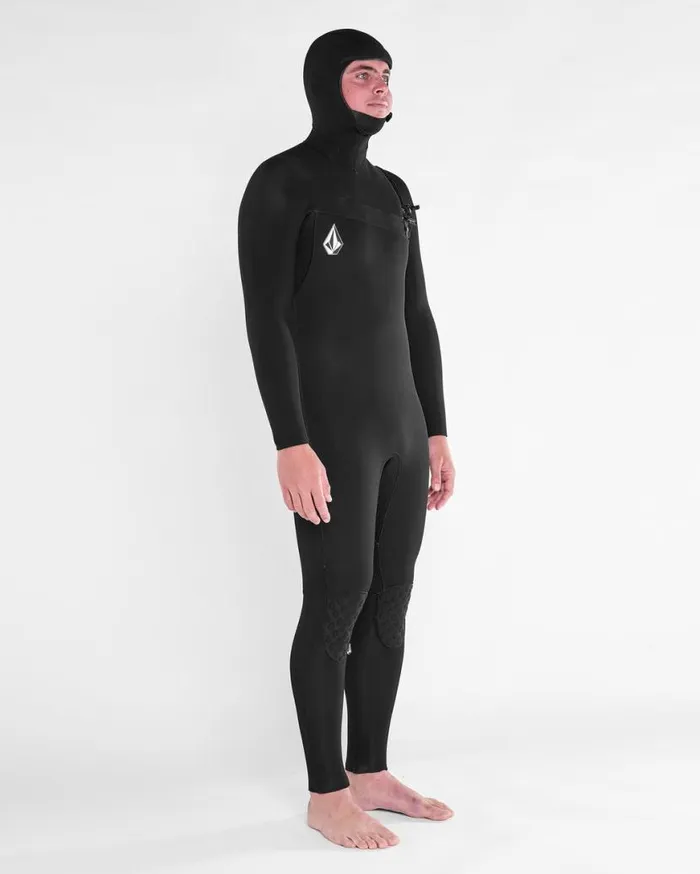 Mens Modulator 43mm Hooded Chestzip Fullsuit 8211 Black Mens Volcom Wetsuits