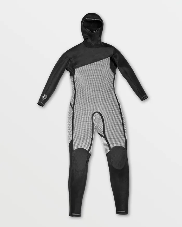 Mens Modulator 43mm Hooded Chestzip Fullsuit 8211 Black Mens Volcom Wetsuits