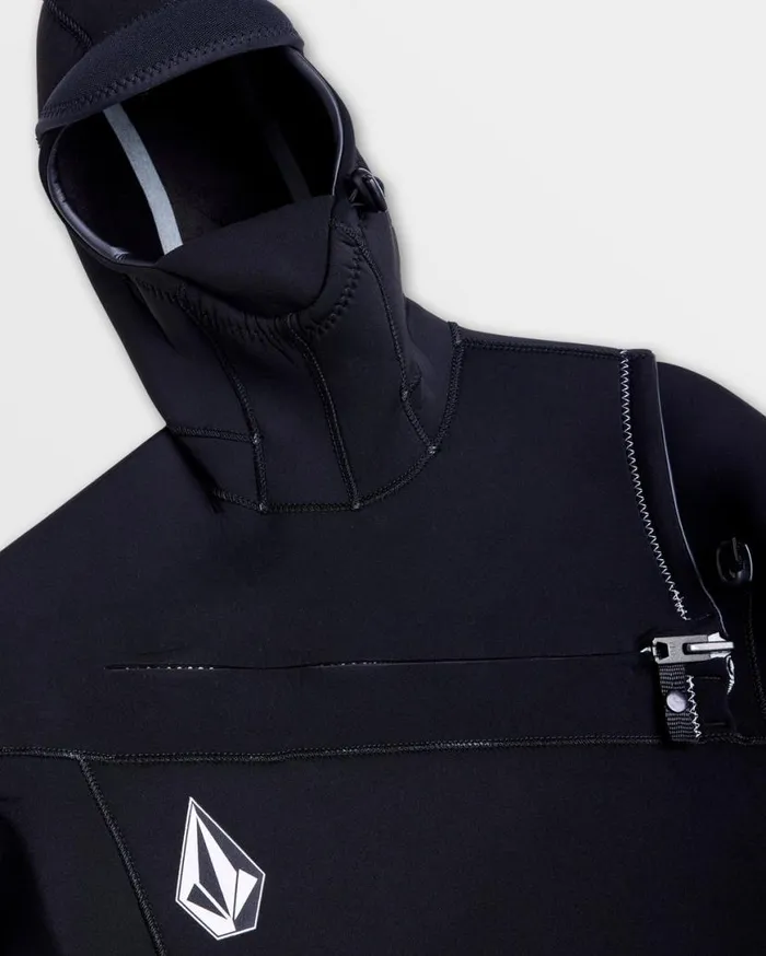 Mens Modulator 43mm Hooded Chestzip Fullsuit 8211 Black Mens Volcom Wetsuits