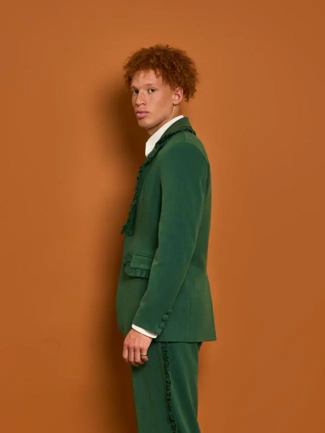 Menswear Granger Ruffle Blazer Black Forest Green Sister Jane