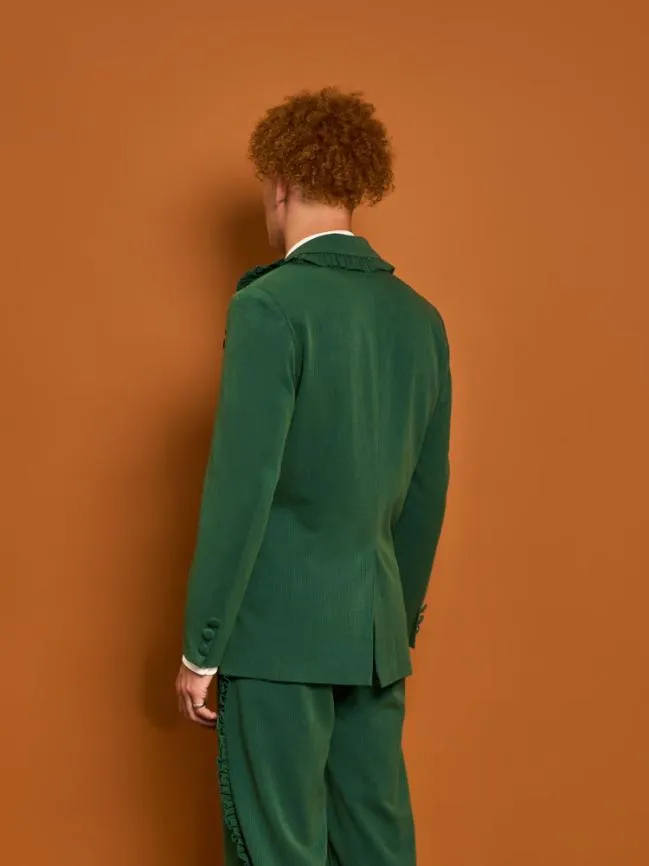Menswear Granger Ruffle Blazer Black Forest Green Sister Jane