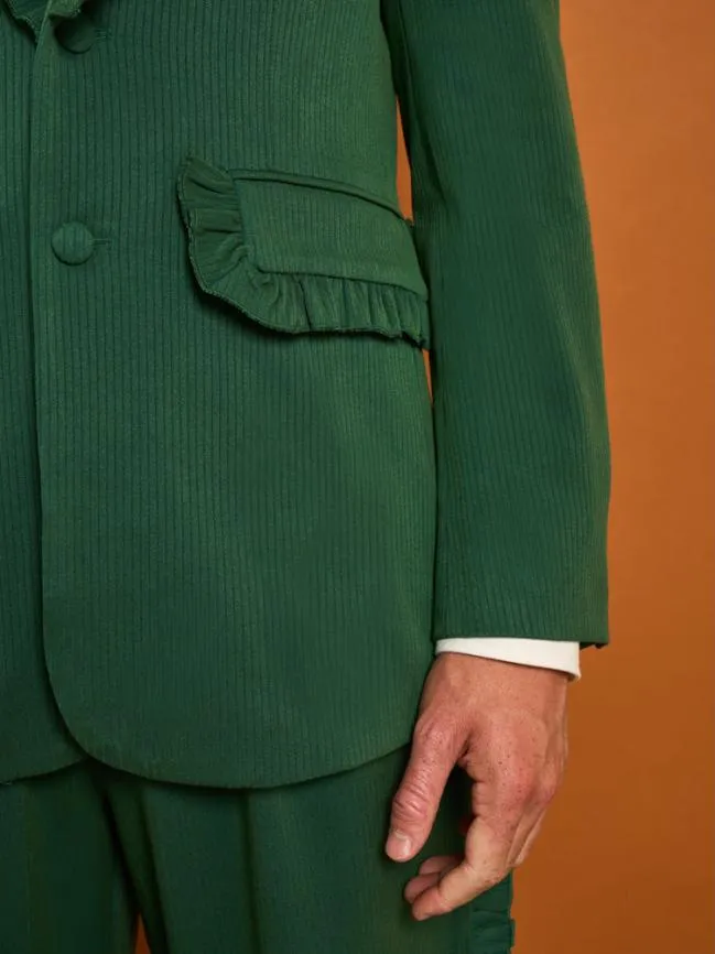 Menswear Granger Ruffle Blazer Black Forest Green Sister Jane