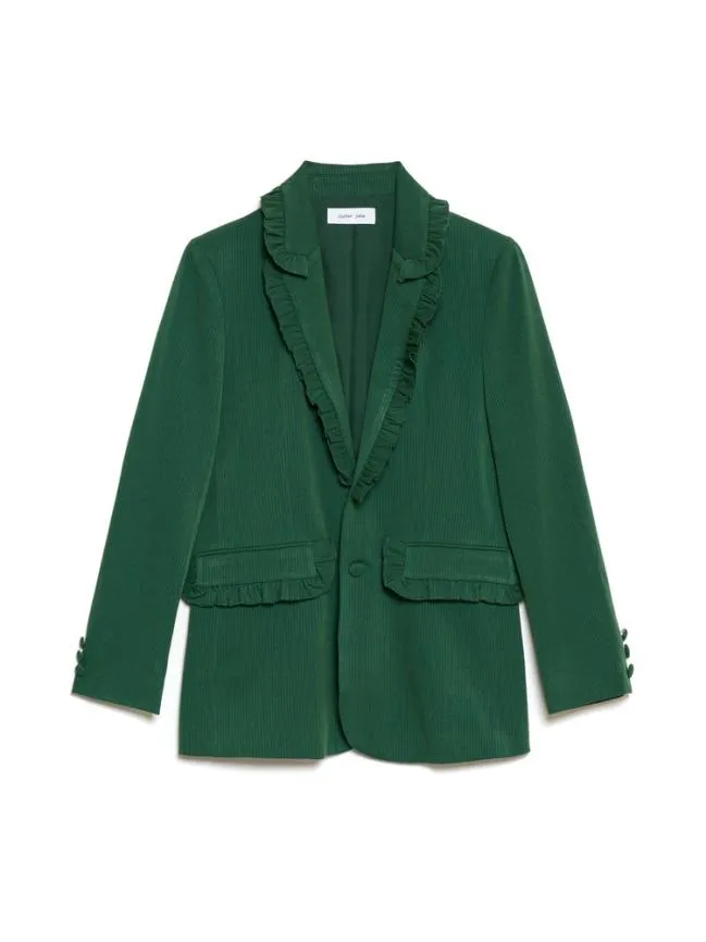 Menswear Granger Ruffle Blazer Black Forest Green Sister Jane