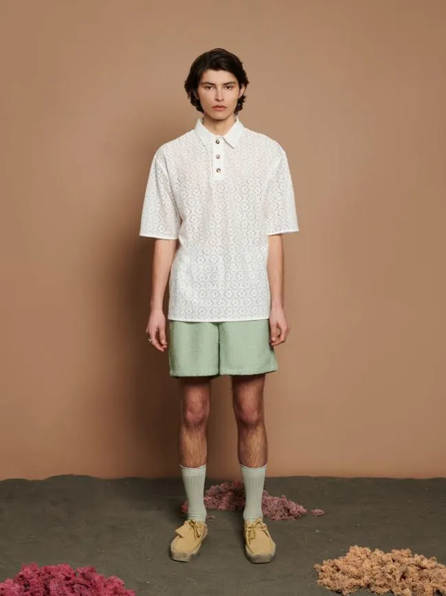 Menswear Neptune Lace Polo Shirt Ivory Cream Sister Jane Menswear Neptune Lace Polo Shirt Ivory Cream Sister Jane