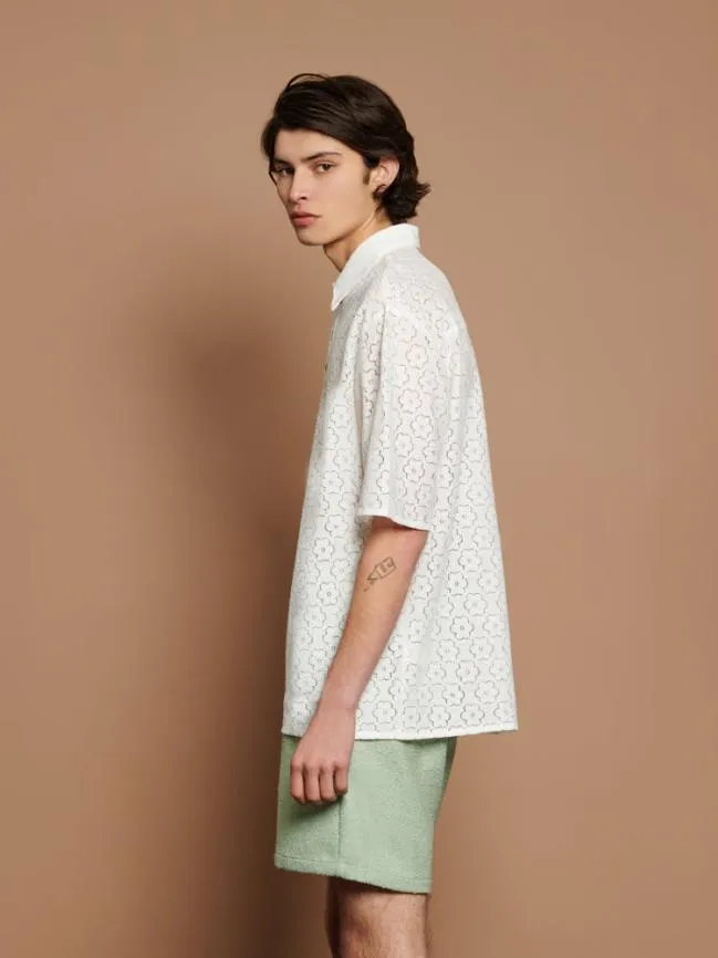 Menswear Neptune Lace Polo Shirt Ivory Cream Sister Jane Menswear Neptune Lace Polo Shirt Ivory Cream Sister Jane