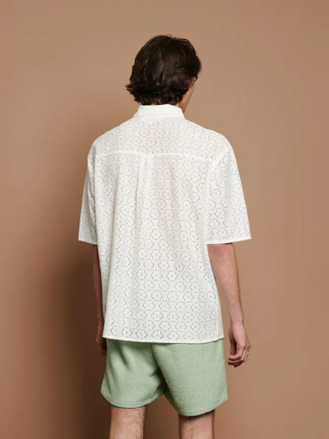 Menswear Neptune Lace Polo Shirt Ivory Cream Sister Jane Menswear Neptune Lace Polo Shirt Ivory Cream Sister Jane