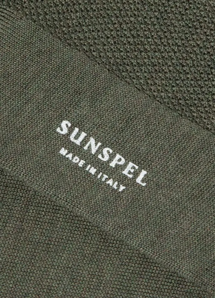 Merino Wool Waffle Socks Dark Olive Men SUNSPEL Socks