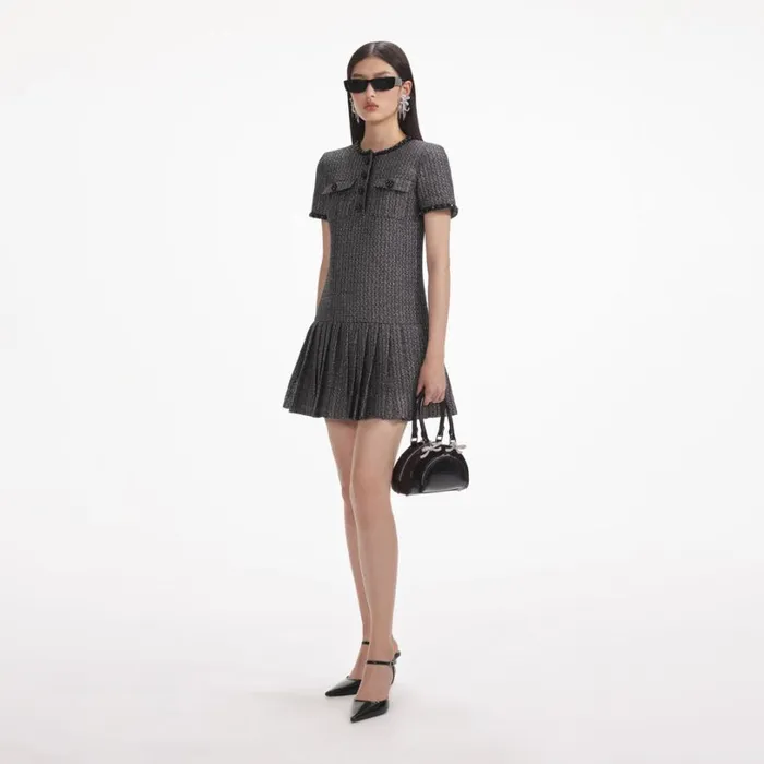Metallic Boucle Mini Dress Women Self Portrait Dresses Metallic Boucle Mini Dress Women Self Portrait Dresses