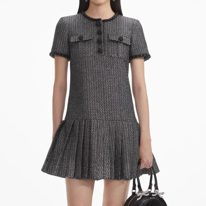 Metallic Boucle Mini Dress Women Self Portrait Dresses Metallic Boucle Mini Dress Women Self Portrait Dresses