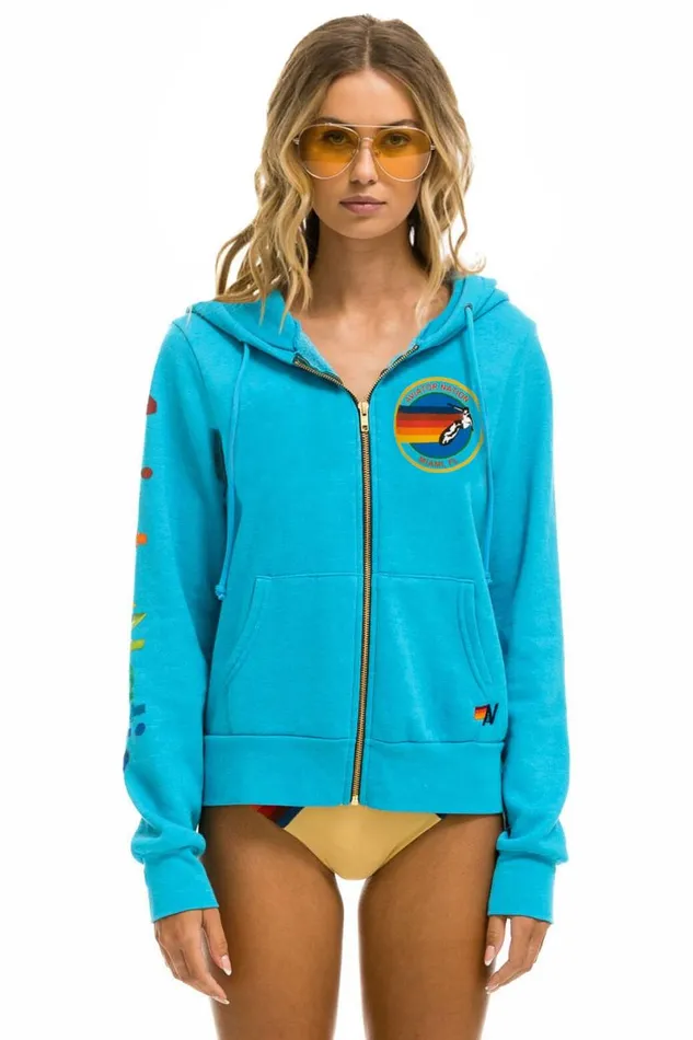 Miami Hoodie 8211 Neon Blue WomenMen Aviator Nation Hoodies