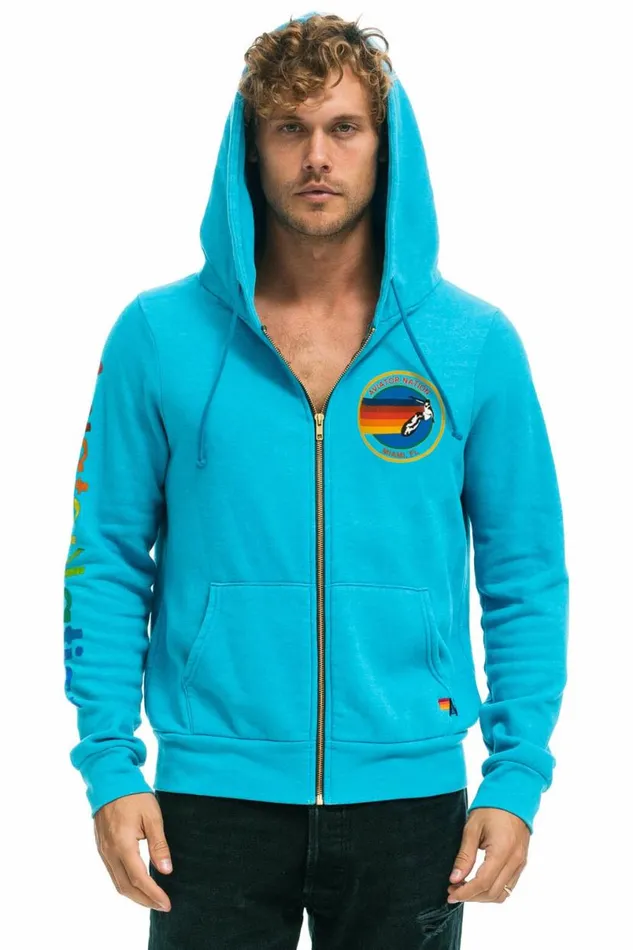 Miami Hoodie 8211 Neon Blue WomenMen Aviator Nation Hoodies
