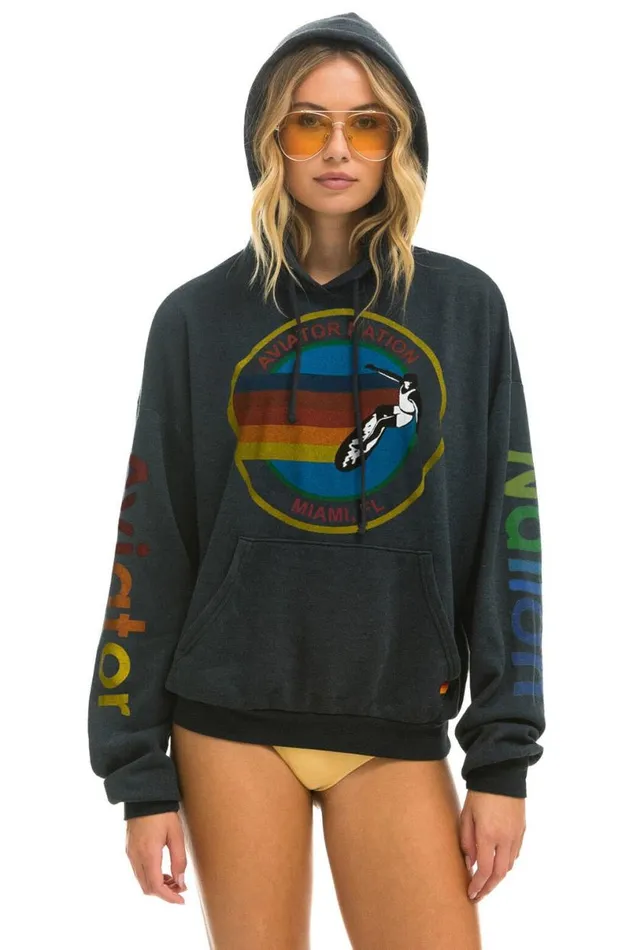 Miami Relaxed Pullover Hoodie 8211 Charcoal WomenMen Aviator Nation Hoodies