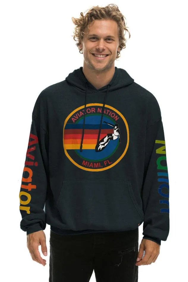 Miami Relaxed Pullover Hoodie 8211 Charcoal WomenMen Aviator Nation Hoodies