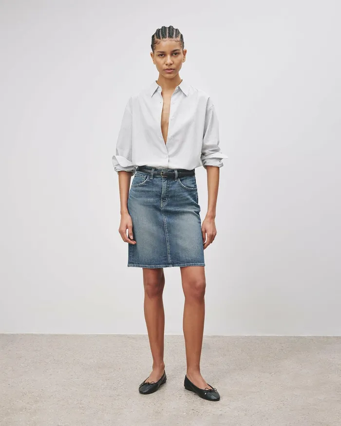 MICAH DENIM SKIRT Classic Wash Women Nili Lotan Dresses and Skirts