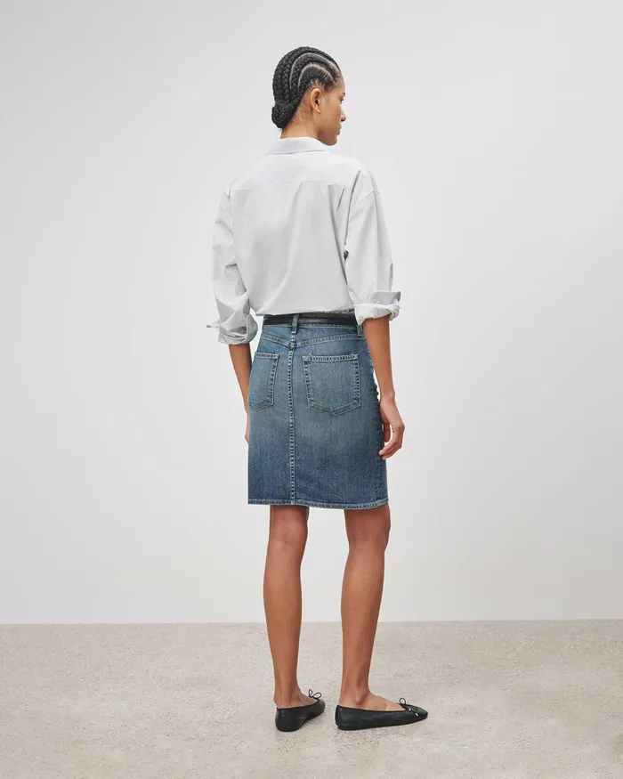 MICAH DENIM SKIRT Classic Wash Women Nili Lotan Dresses and Skirts