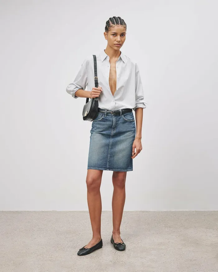 MICAH DENIM SKIRT Classic Wash Women Nili Lotan Dresses and Skirts