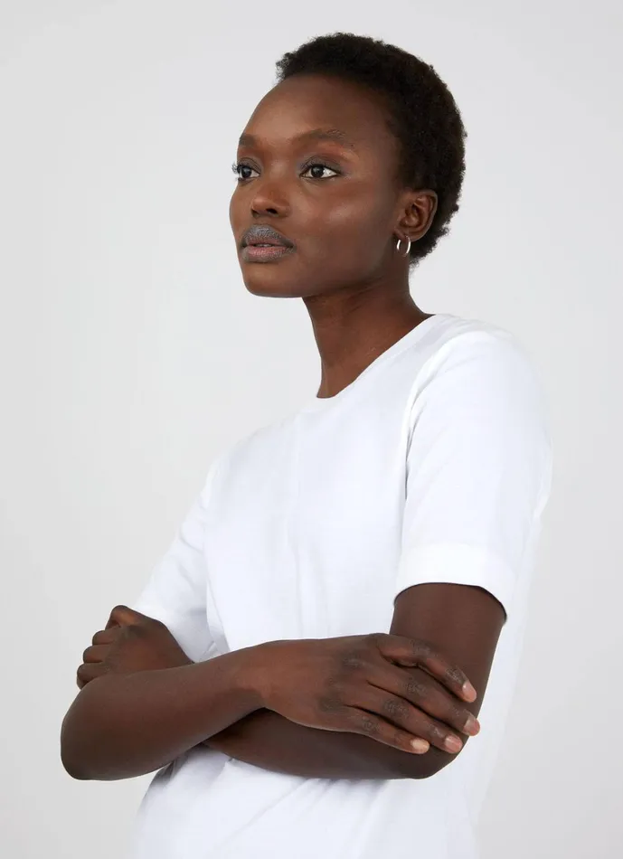 Mid Sleeve Tshirt White Women SUNSPEL Tshirts and Tops