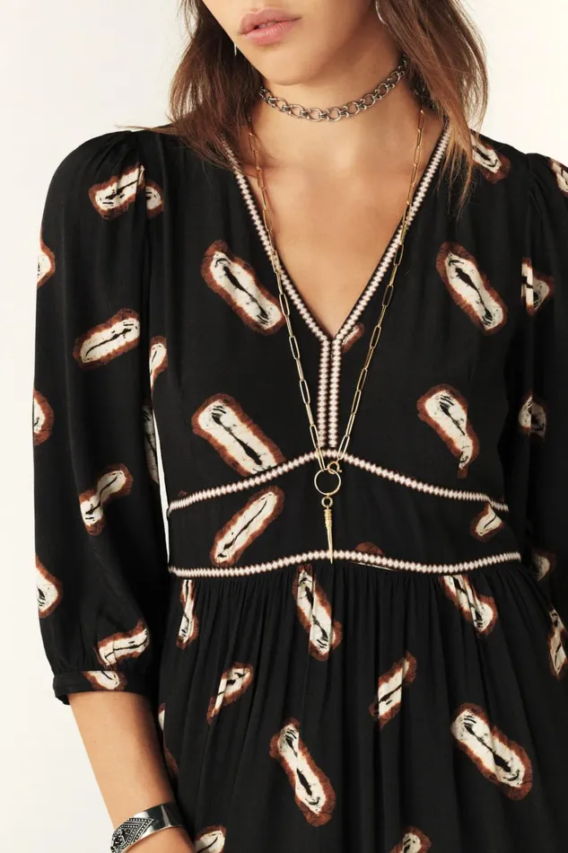 Midi Dress Cassiopee Black Women Baandsh Dresses