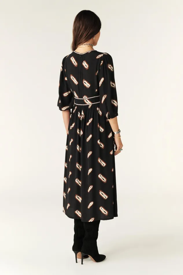 Midi Dress Cassiopee Black Women Baandsh Dresses