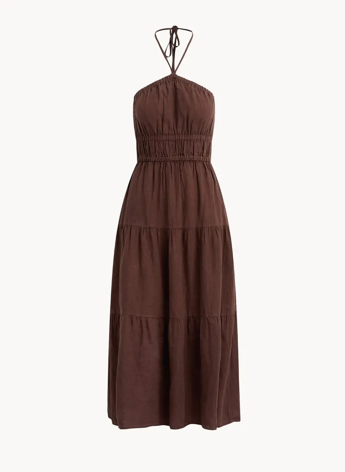 Midi Dresses Women Bella Dahl Gathered Halter Midi Dress 8211 Cocoa Cabana