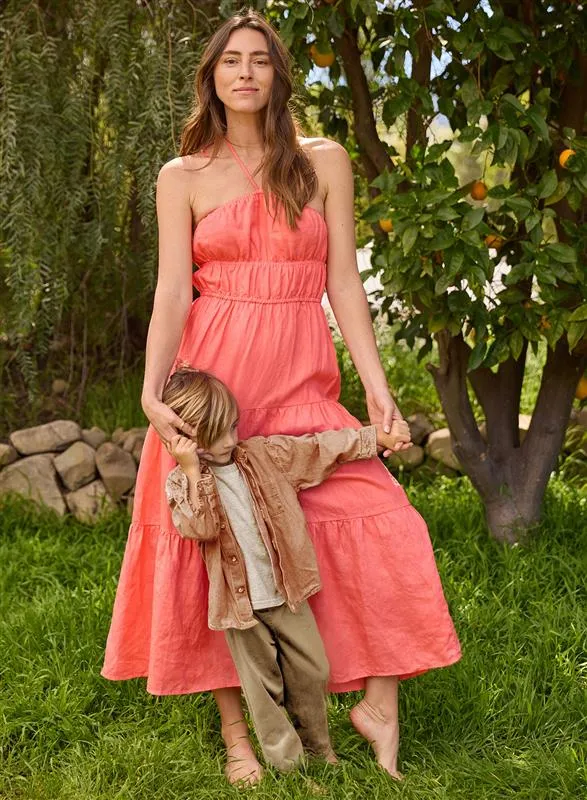 Midi Dresses Women Bella Dahl Gathered Halter Midi Dress 8211 Hibiscus Bloom