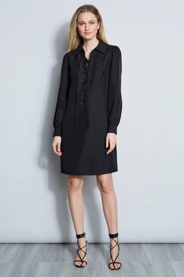 Midi Dresses Women Elie Tahari Lace Up Dress NOIR