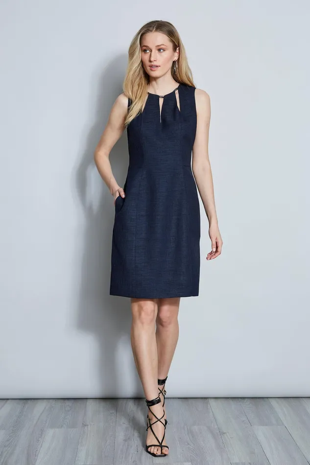 Midi Dresses Women Elie Tahari Sleeveless Keyhole Dress STARGAZER