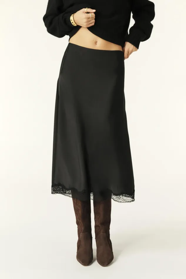 Midi Skirt Cyla Black Women Baandsh Skirts and Shorts