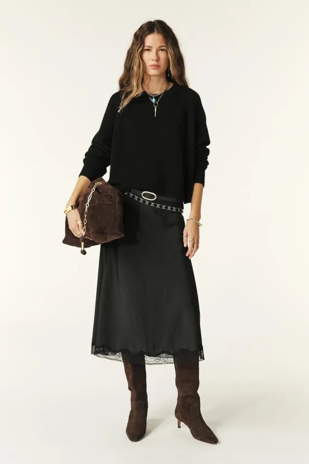 Midi Skirt Cyla Black Women Baandsh Skirts and Shorts