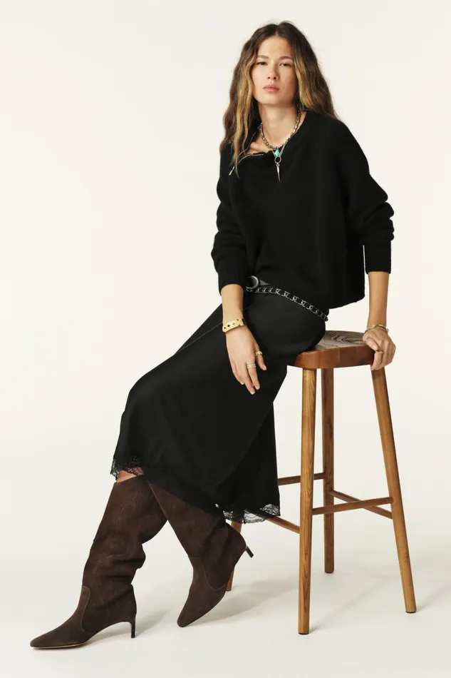 Midi Skirt Cyla Black Women Baandsh Skirts and Shorts
