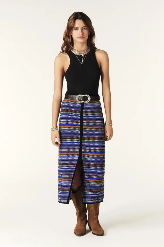 Midi Skirt Flame Blue Women Baandsh Skirts and Shorts
