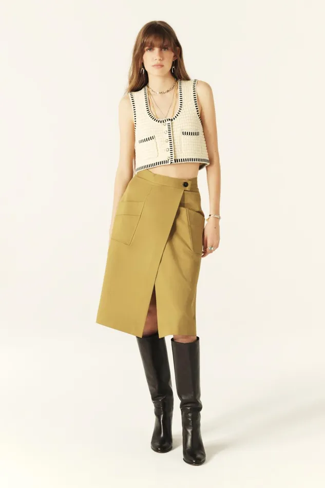 Midi Wrap Skirt Bastien Green Women Baandsh Skirts and Shorts