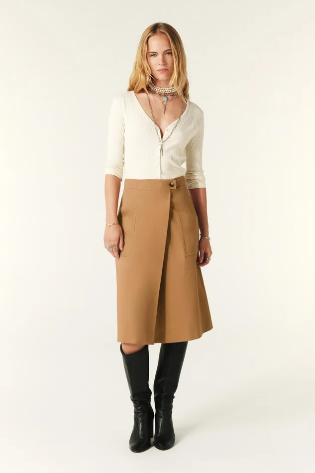 Midi Wrap Skirt Bastien Green Women Baandsh Skirts and Shorts
