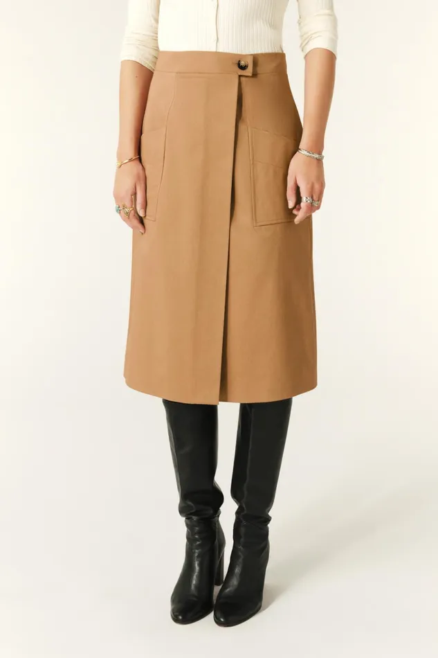 Midi Wrap Skirt Bastien Green Women Baandsh Skirts and Shorts