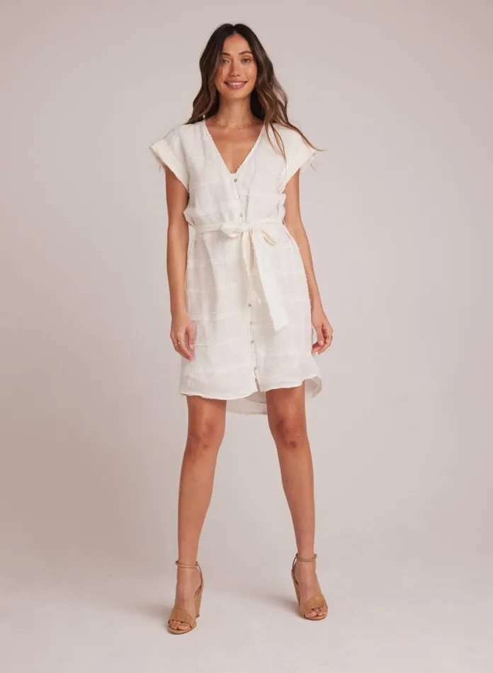 Mini Dresses Women Bella Dahl Belted Cap Sleeve Dress 8211 White