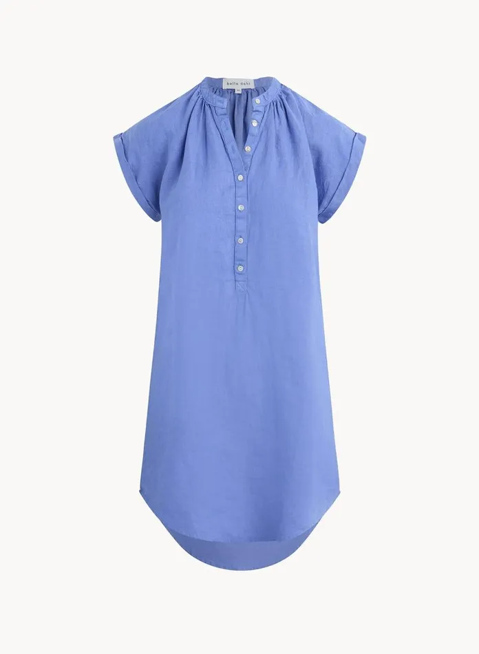 Mini Dresses Women Bella Dahl Cap Sleeve Henley Dress 8211 Bahia Blue