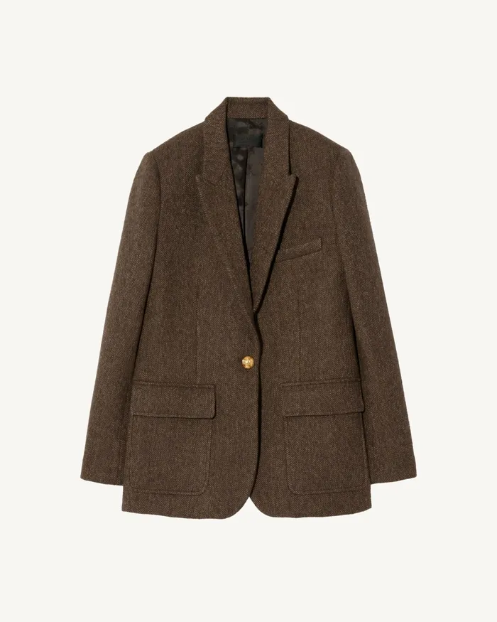 MIREILLE BLAZER Brown Herringbone Women Nili Lotan Jackets and Blazers