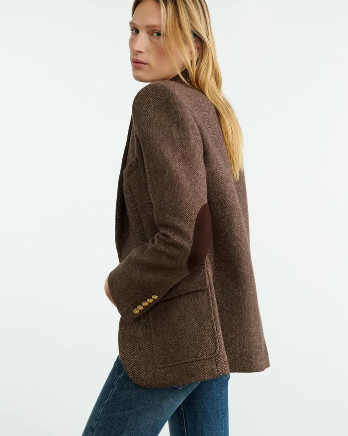 MIREILLE BLAZER Brown Herringbone Women Nili Lotan Jackets and Blazers